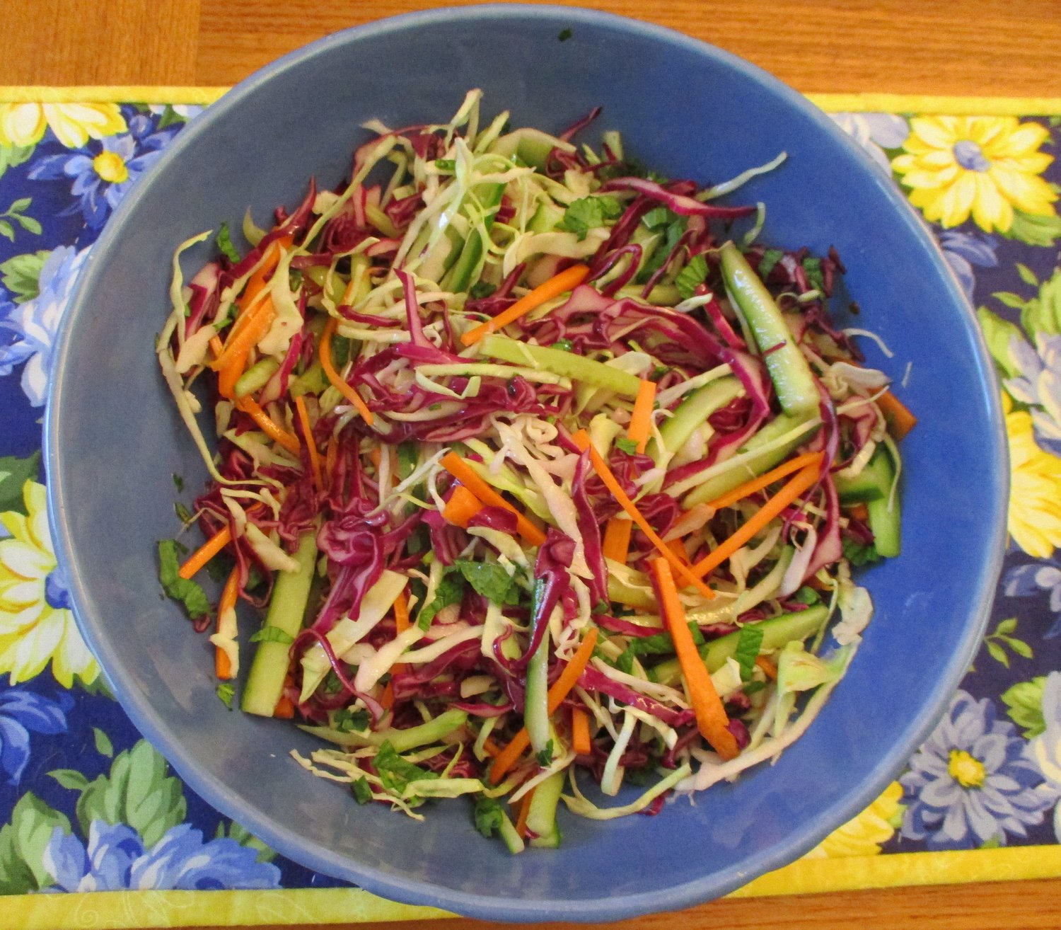 The completed Vietnamese cabbage slaw.